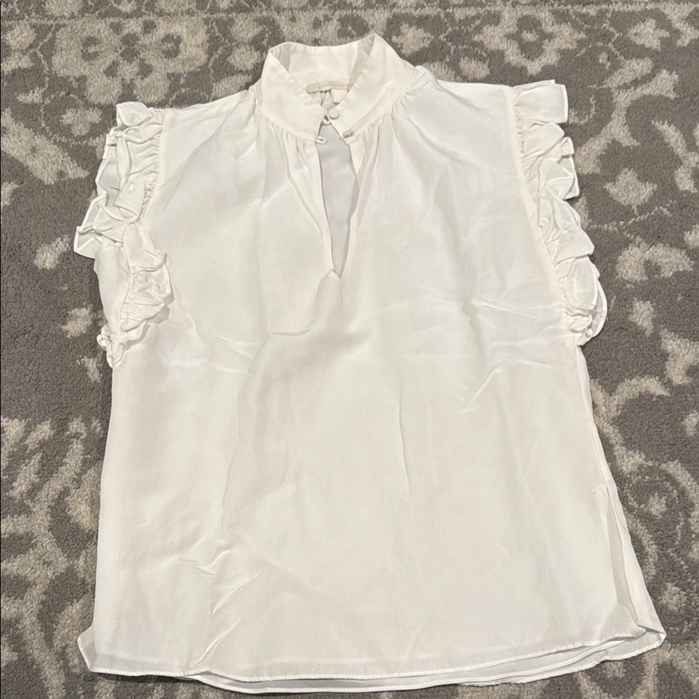 Jonathan Simkhai White Ruffle Blouse